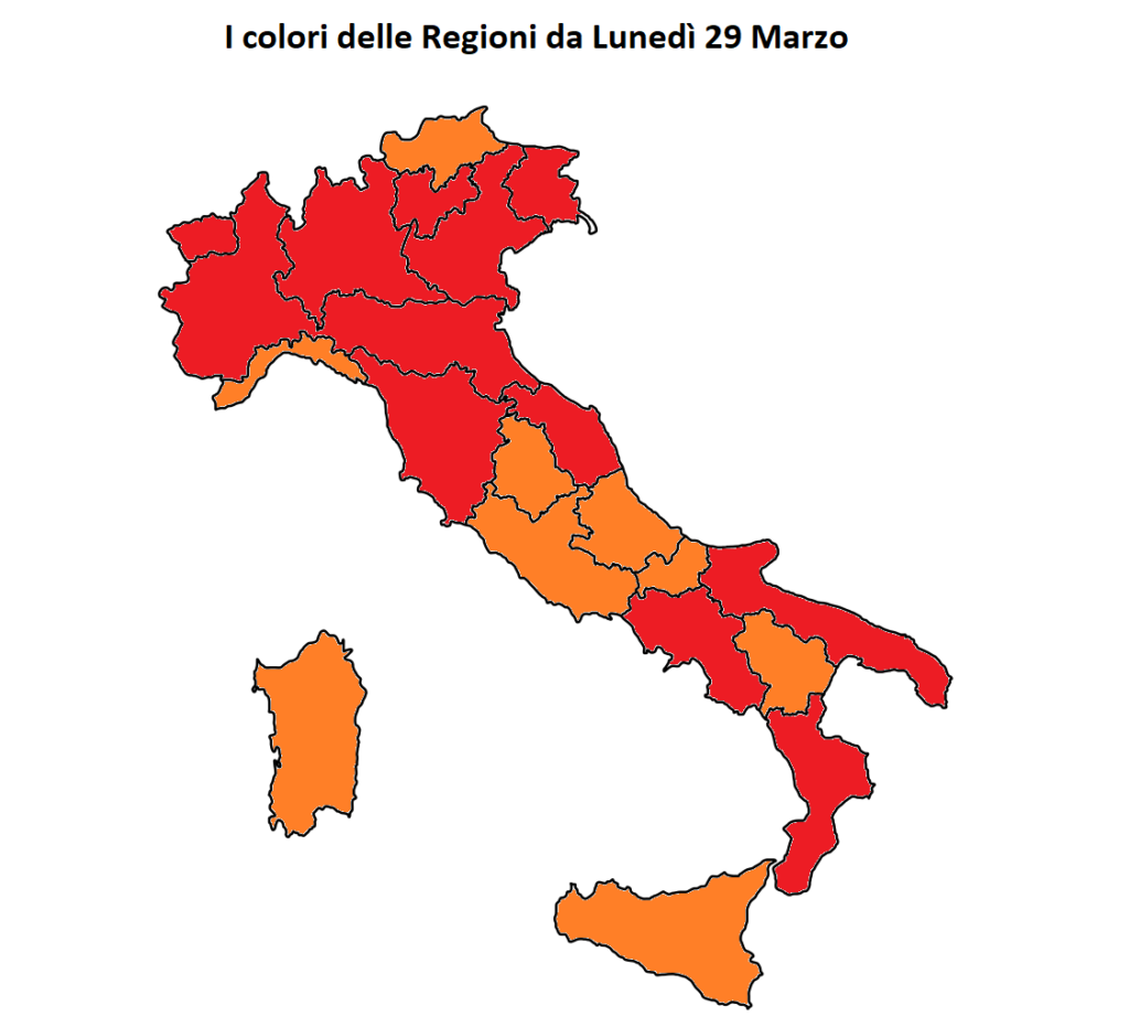 colori regioni italia 29 marzo