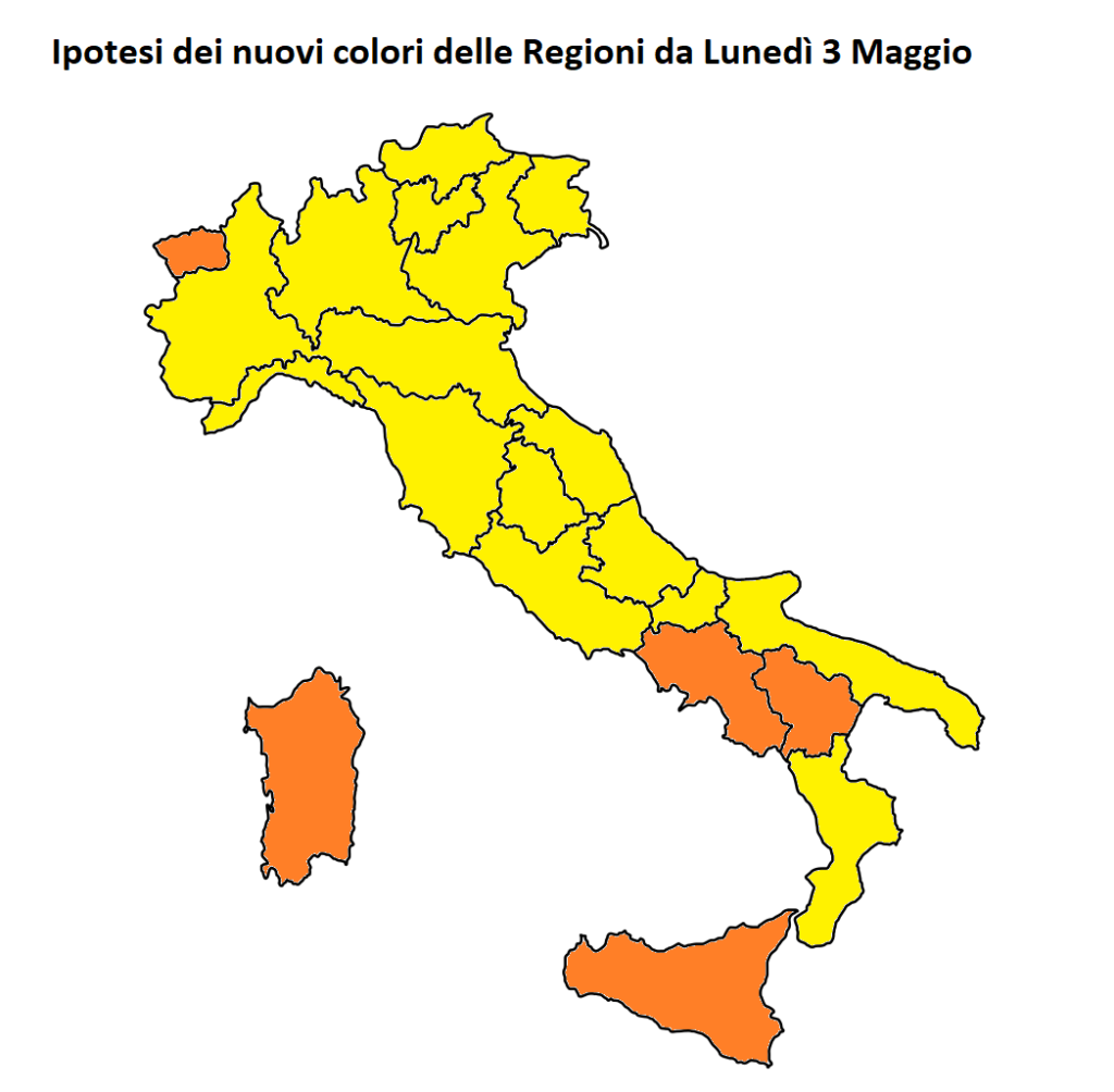 nuovi colori regioni italia lunedì 3 maggio