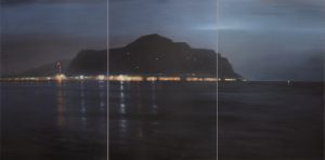 Ettore de Conciliis, Il porto di Palermo la sera, 2010, olio su tela