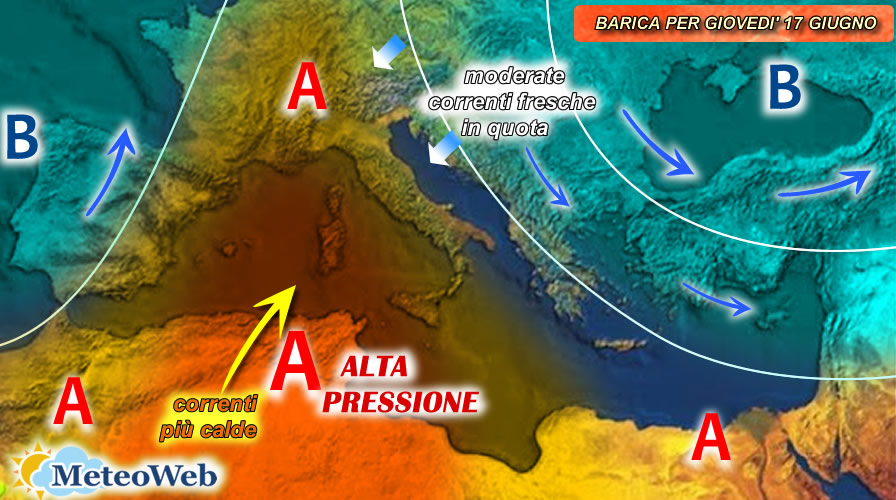 previsioni meteo giovedì 17 giugno