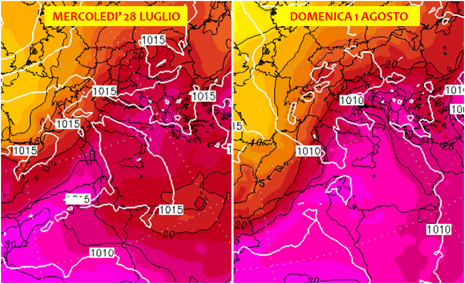 previsioni meteo caldo e maltempo italia