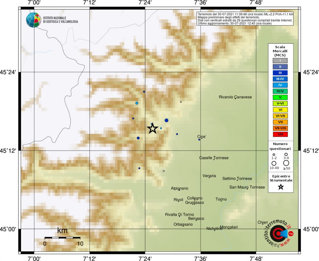terremoto oggi torino piemonte