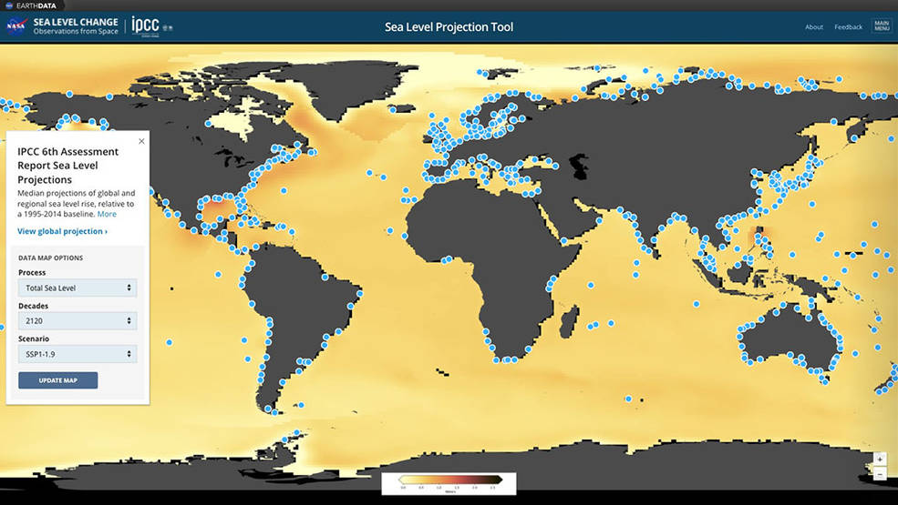 mappa nasa livello mari