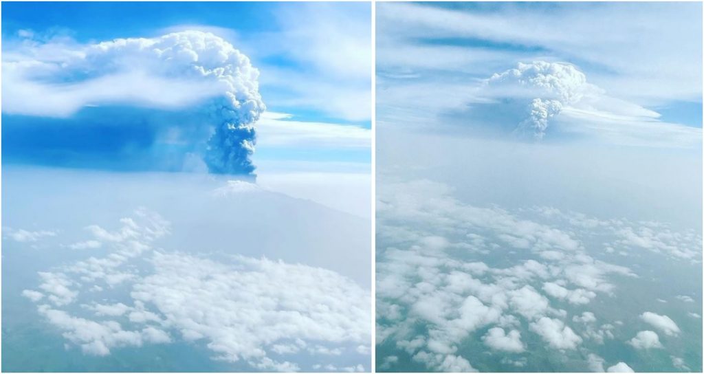 etna eruzione vista dall'aereo