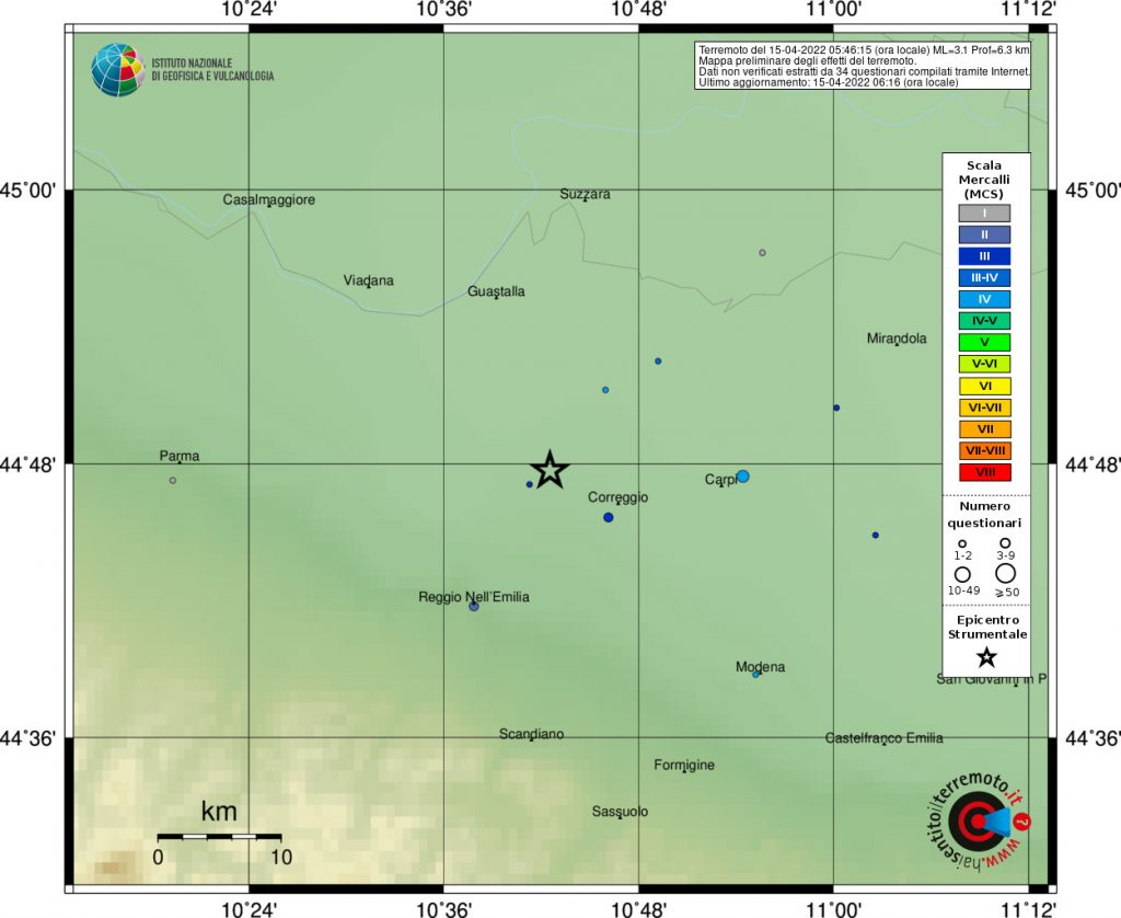 terremoto oggi reggio emilia modena bologna