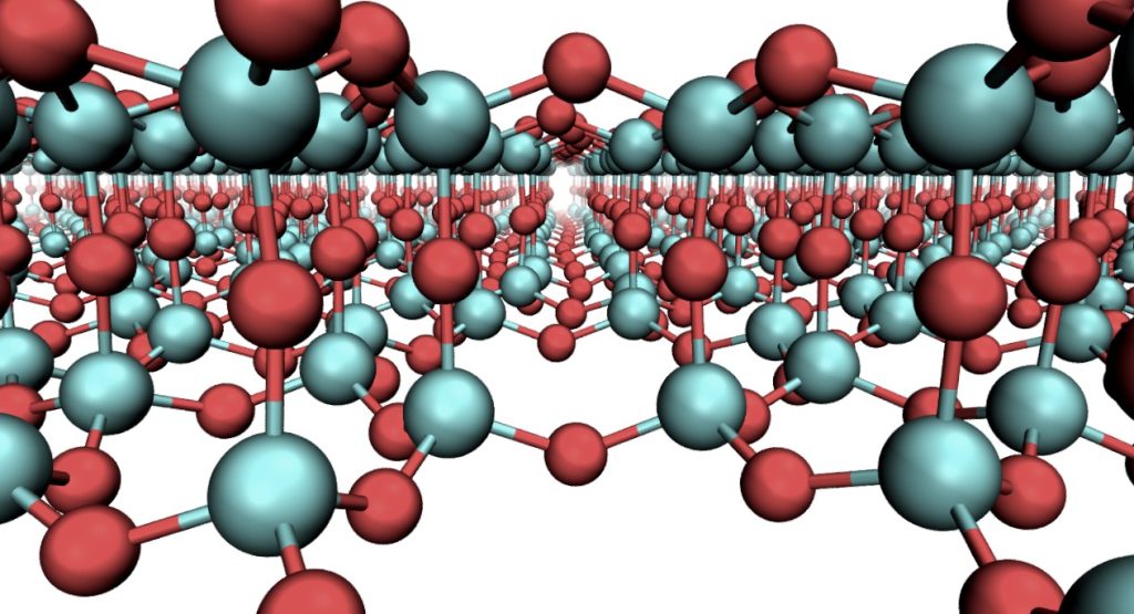 Struttura atomica di un vetro di silice bidimensionale