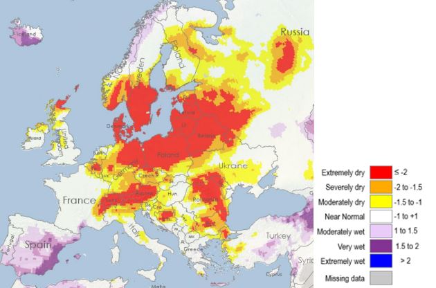 siccità standardized precipitation index europa marzo 2022