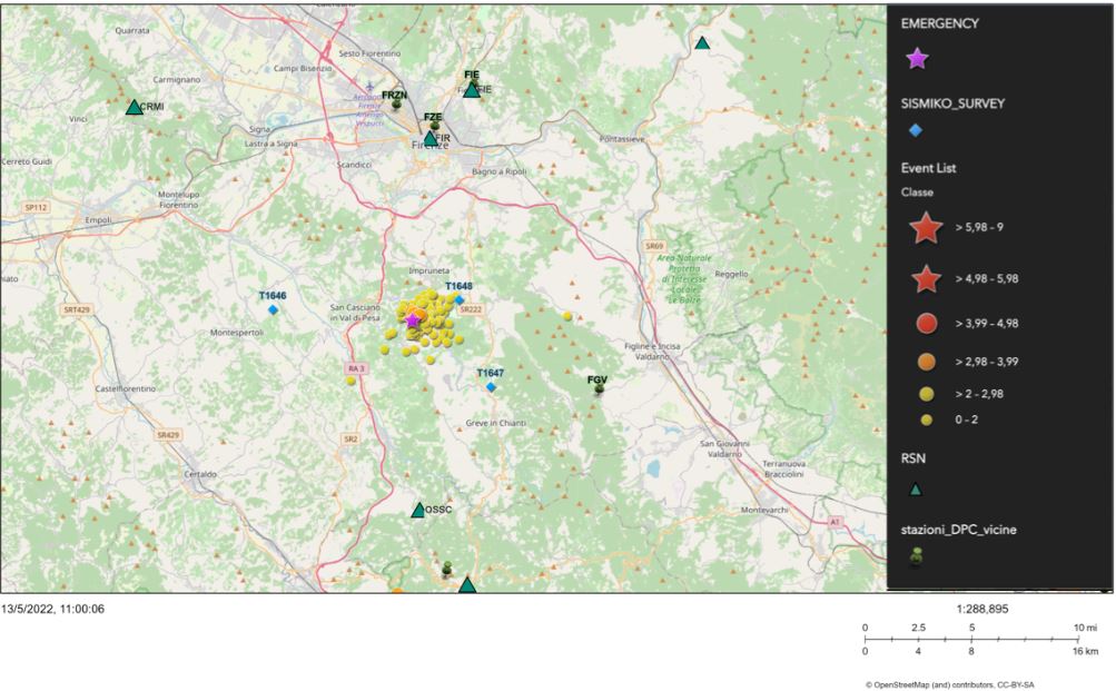 stazioni sismiche sciame chianti fiorentino