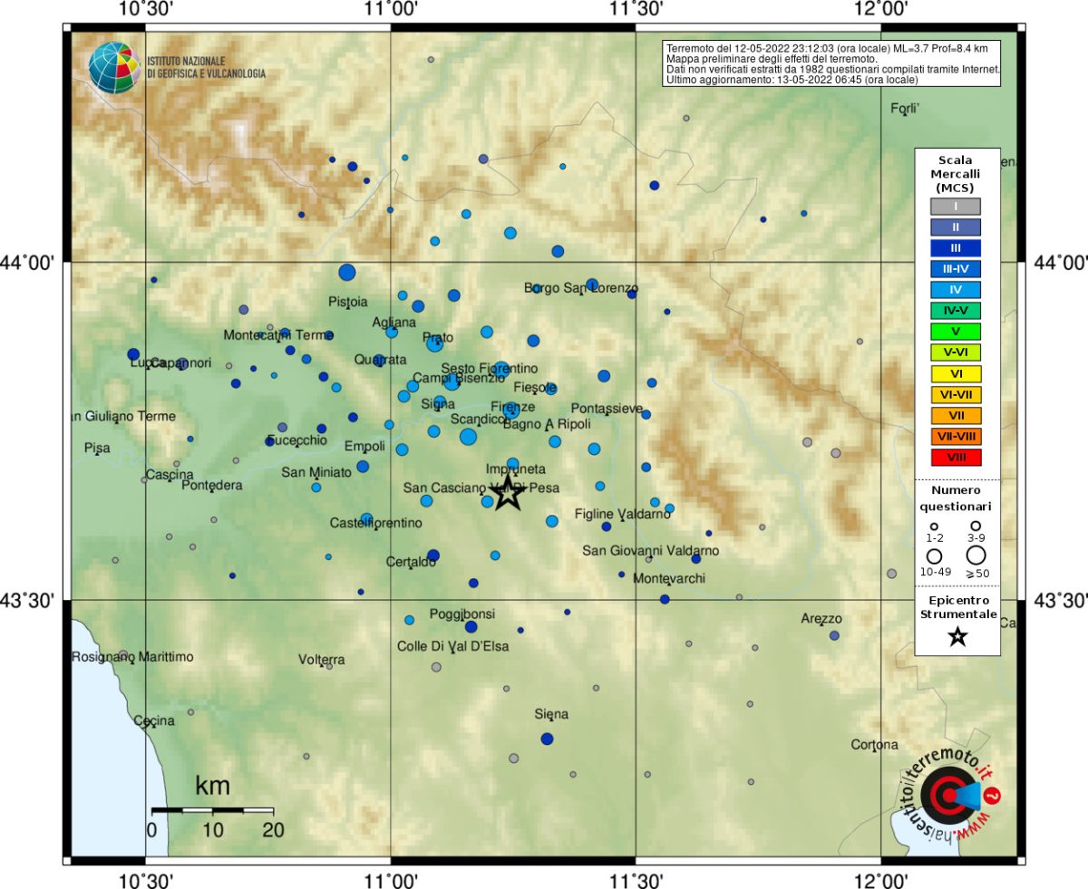 terremoto toscana firenze pistoia