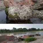 La siccità fa emergere resti di un ponte medievale a Vercelli | FOTO