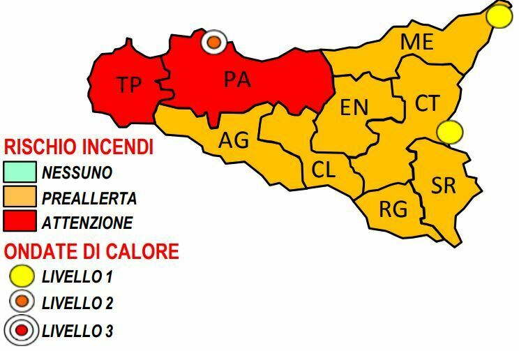 allerta caldo incendi sicilia 17 agosto