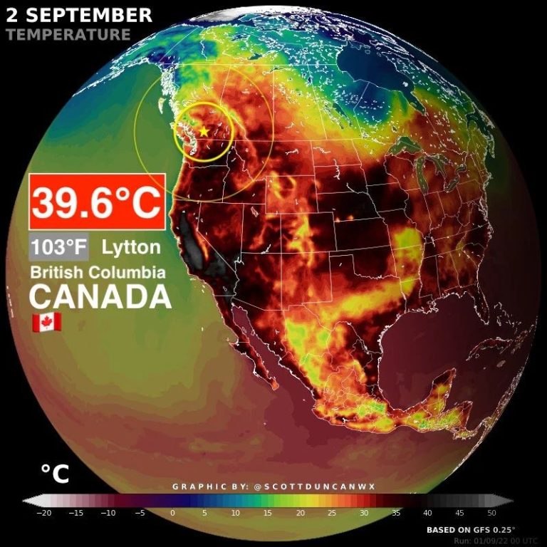 caldo record 2 settembre 2022 lytton canada