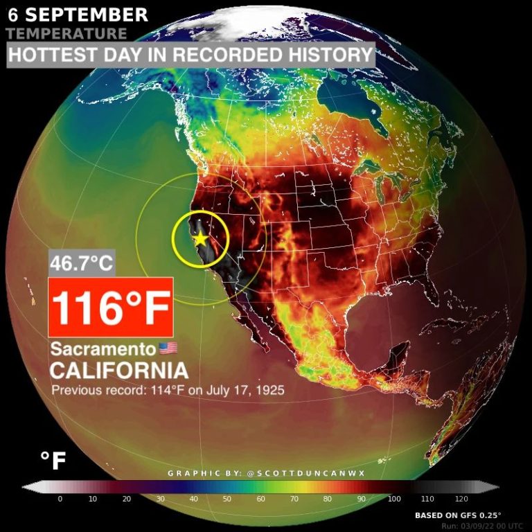 caldo record sacramento california 6 settembre 2022