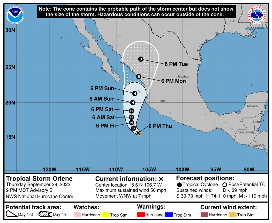 tempesta tropicale Orlene