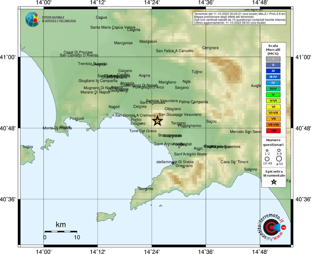 terremoto vesuvio oggi