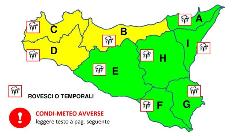 allerta meteo sicilia 20 gennaio