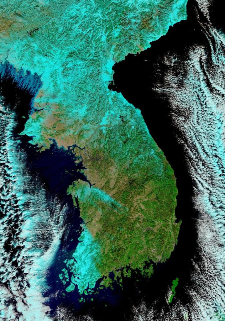 neve gelo corea del sud 25 gennaio 2023 satellite