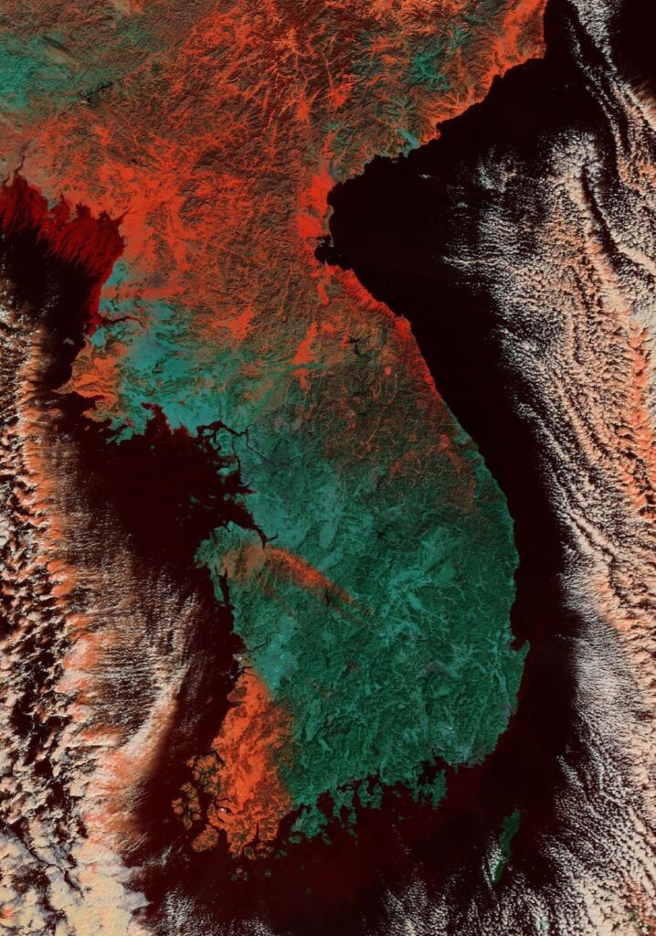 neve gelo corea del sud 25 gennaio 2023 satellite