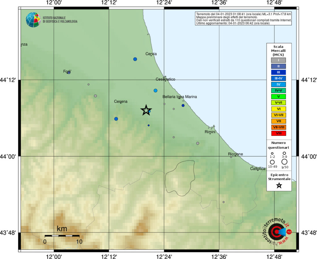 terremoto Forlì Cesena Rimini Ravenna