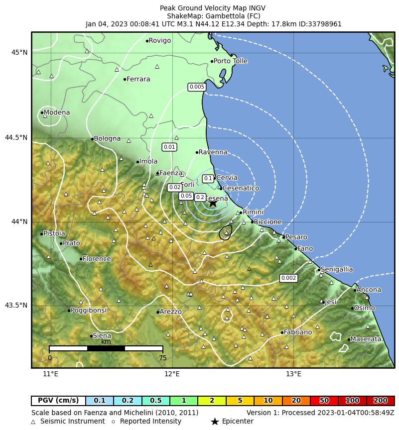 terremoto Forlì Cesena Rimini Ravenna