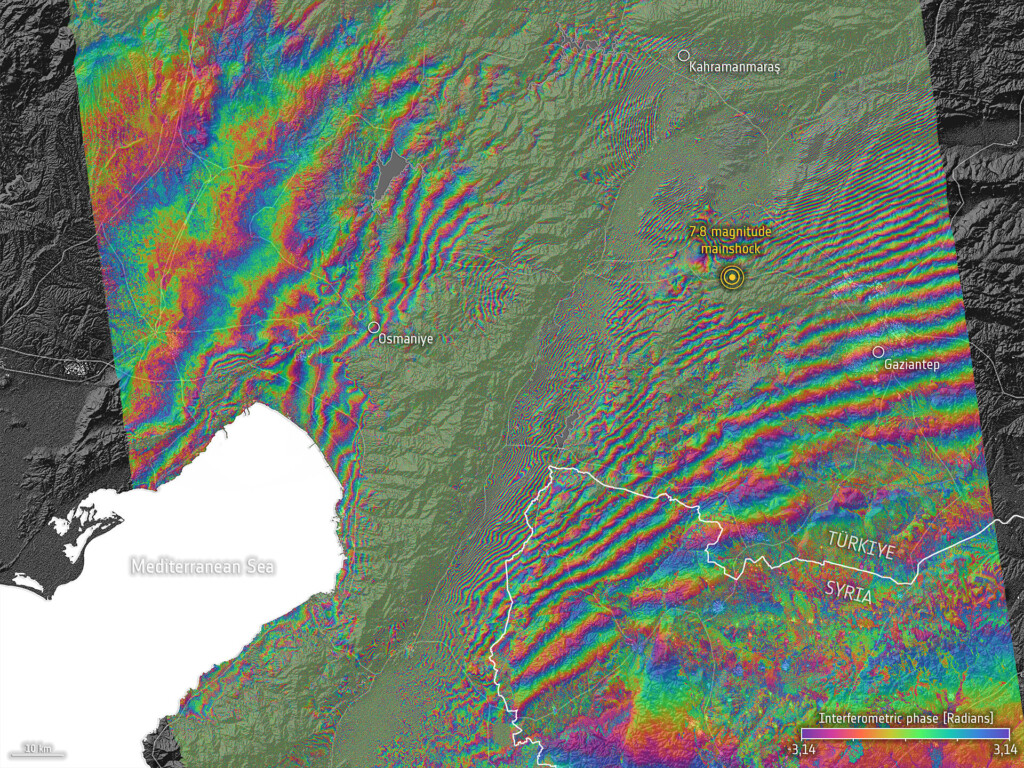 interferogramma terremoto turchia siria 6 febbraio 2023