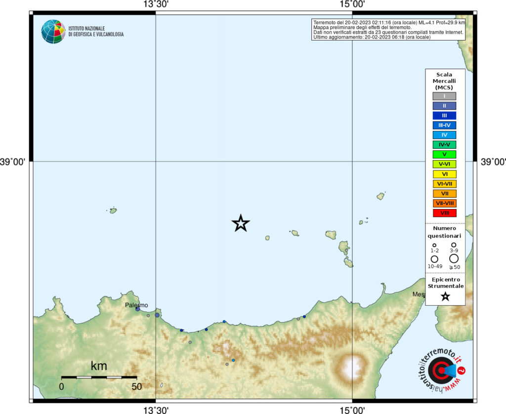 terremoto eolie sicilia palermo