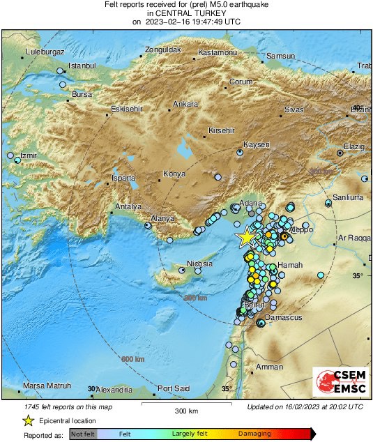 terremoto turchia 16 febbraio 2023