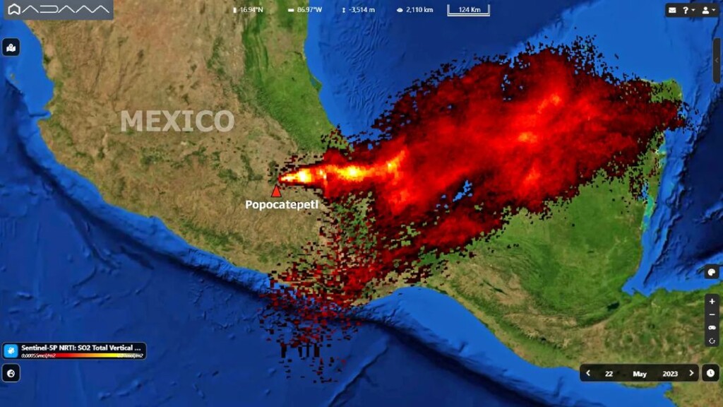 eruzione vulcano Popocatepetl