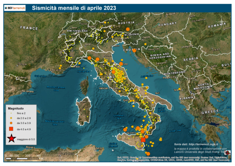 sismicità aprile 2023 ingv terremoti