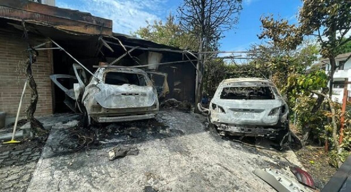 incendio auto elettrica a Treviso