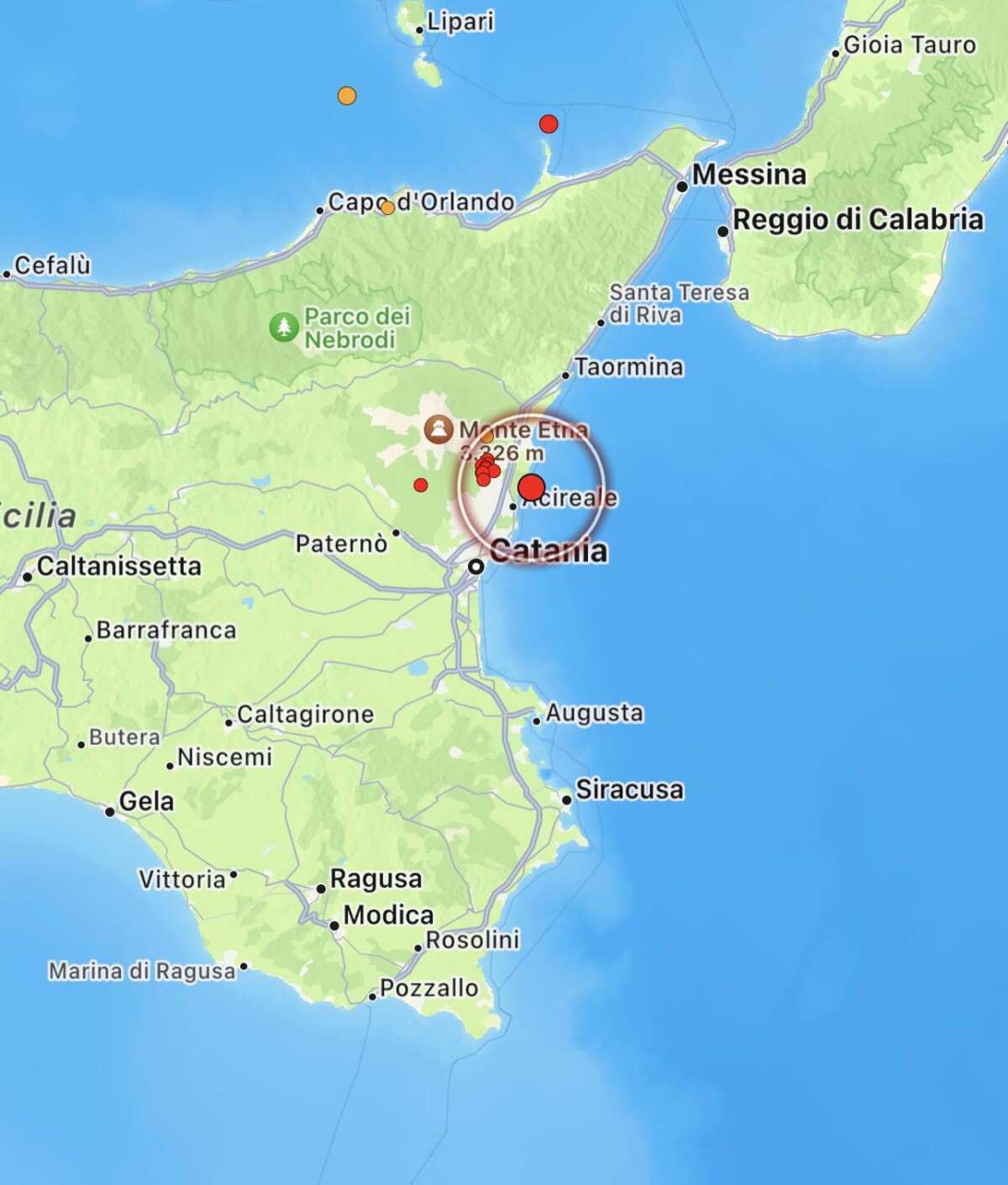 terremoto etna notte