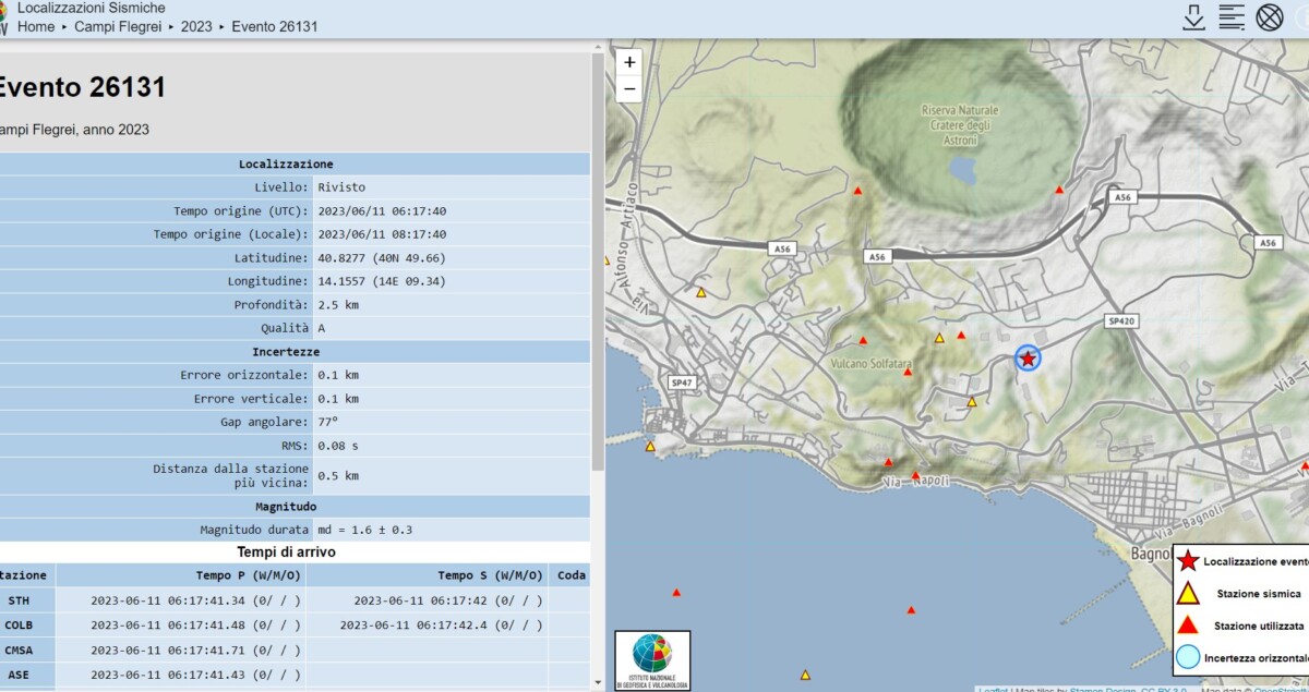 terremoto oggi pozzuoli napoli campi flegrei 11 giugno