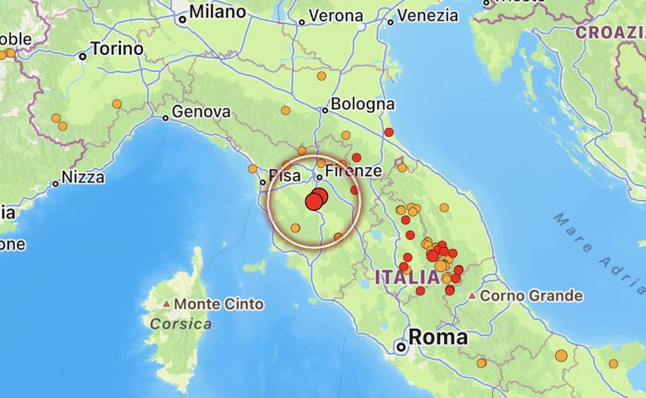 terremoto oggi toscana firenze siena pistoia