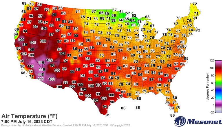 caldo usa 16 luglio 2023