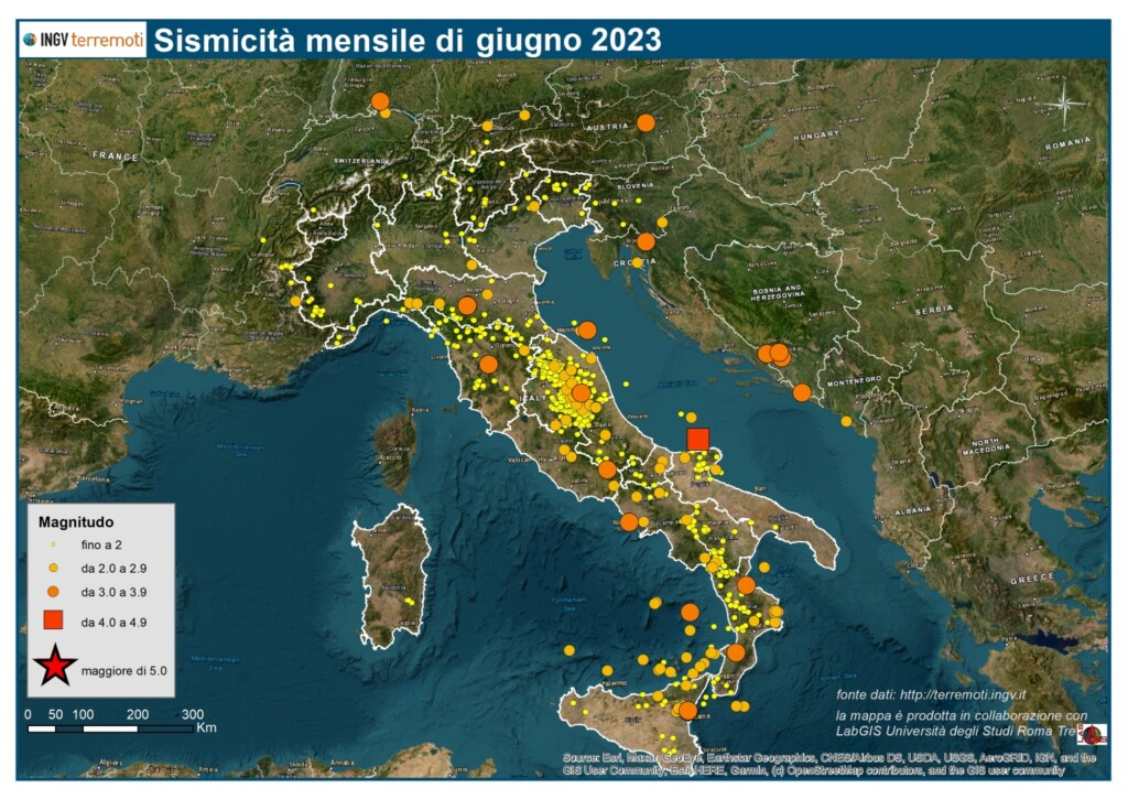 mappa sismicità giugno ingv terremoti