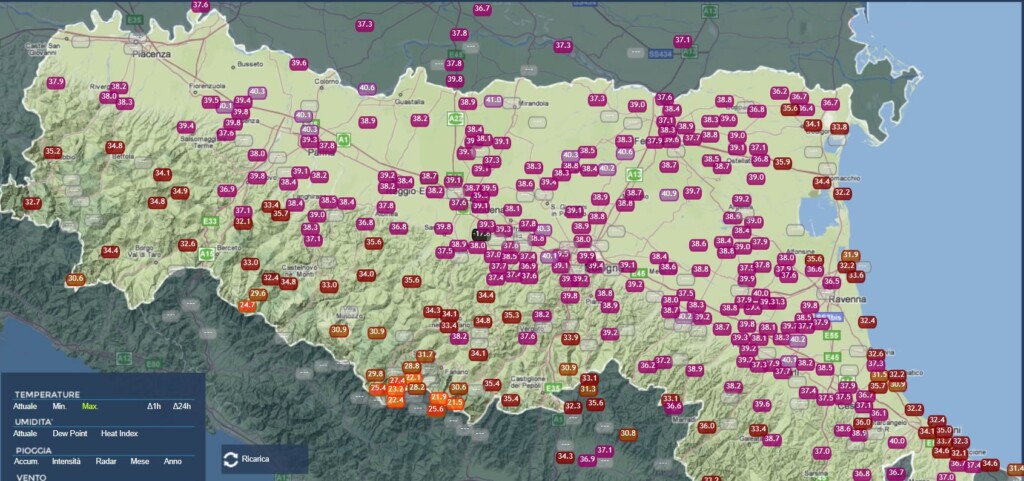 caldo emilia romagna 25 agosto 2023