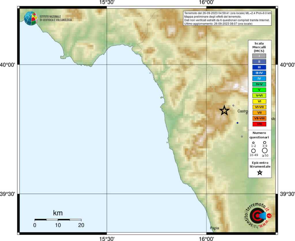terremoto oggi calabria morano calabro