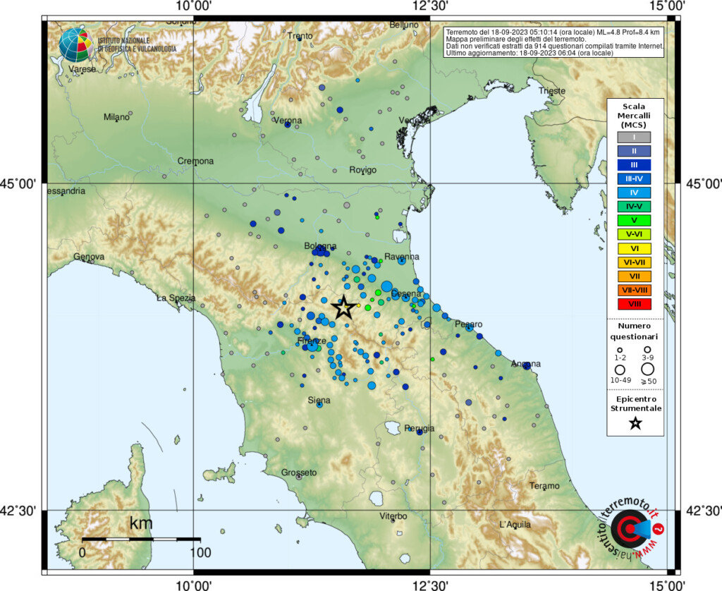 terremoto toscana firenze emilia romagna bologna oggi