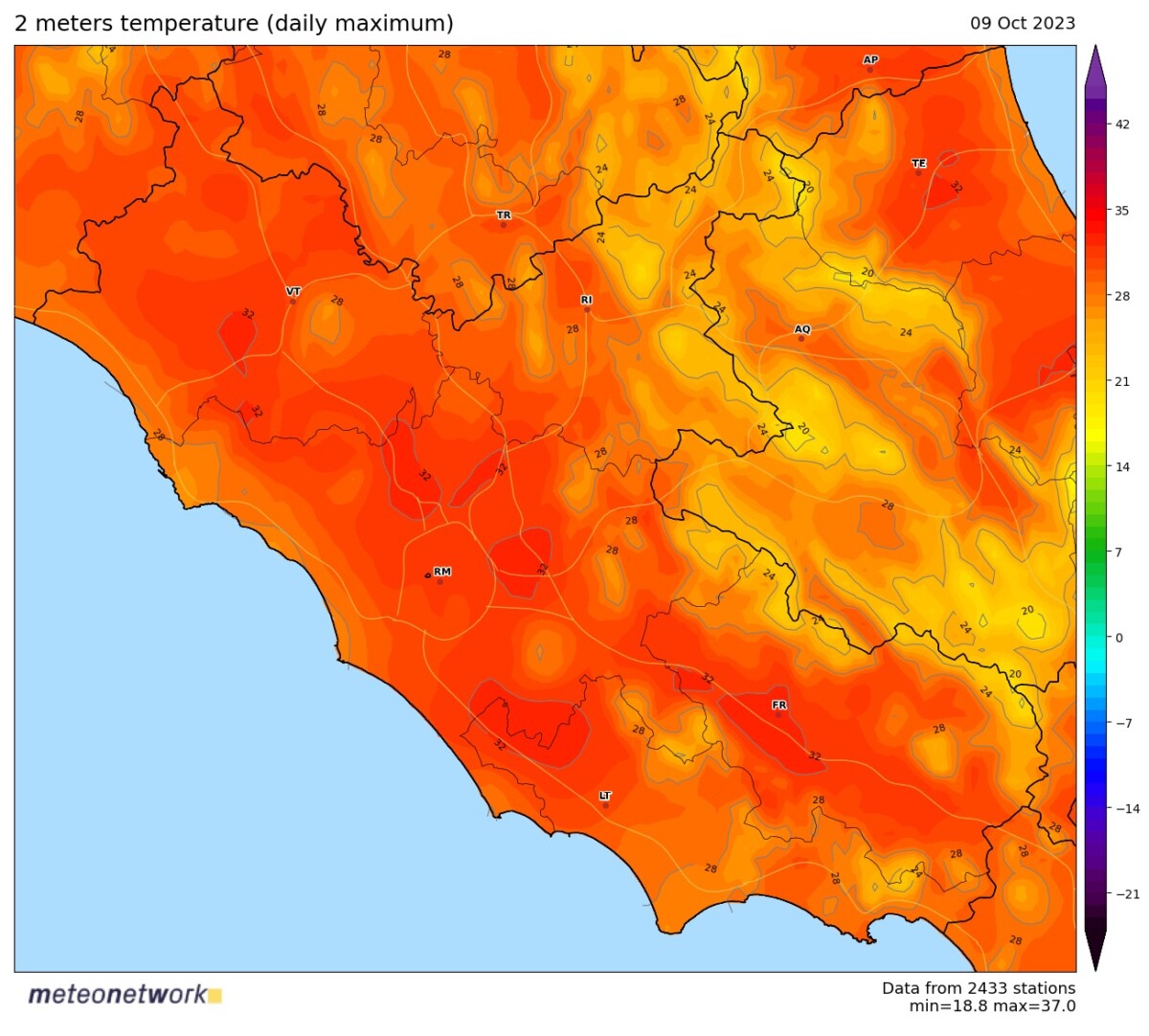 caldo lazio 9 ottobre 2023