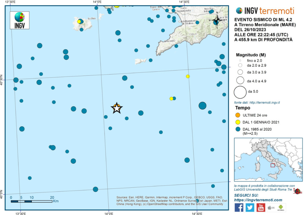 terremoto tirreno 27 ottobre 2023