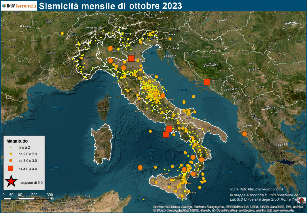 mappa terremoti ottobre 2023