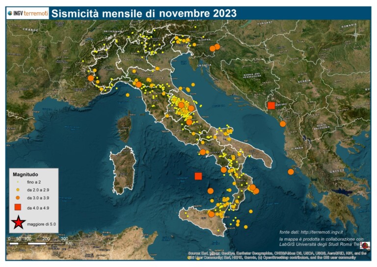 mappa sismicità novembre