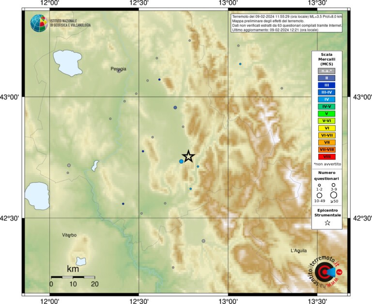 terremoto spoleto oggi