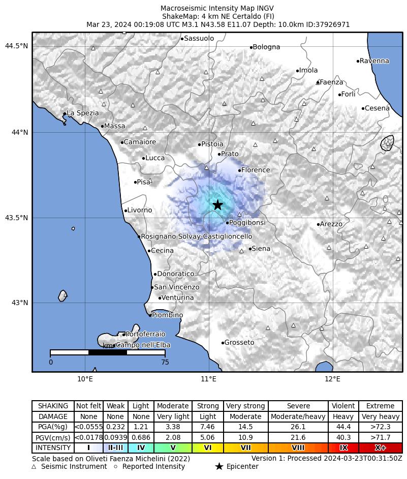 terremoto certaldo firenze