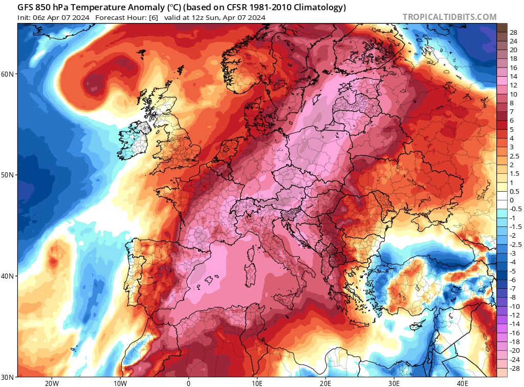 anomalia caldo 7 aprile 2024