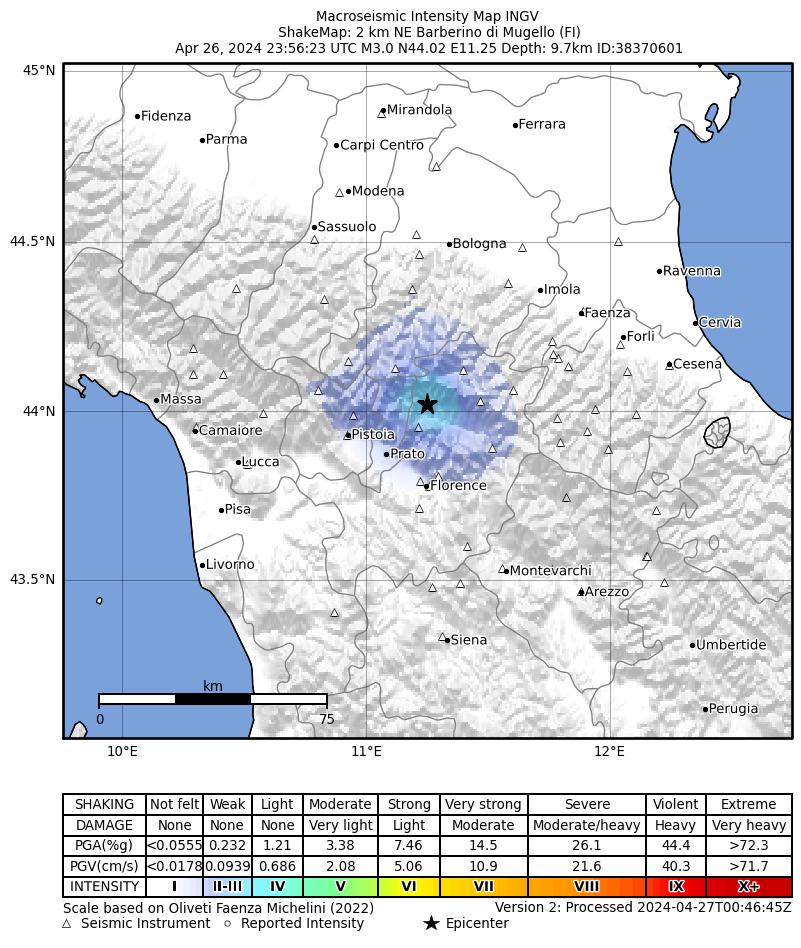 terremoto oggi barberino di mugello firenze 27 aprile