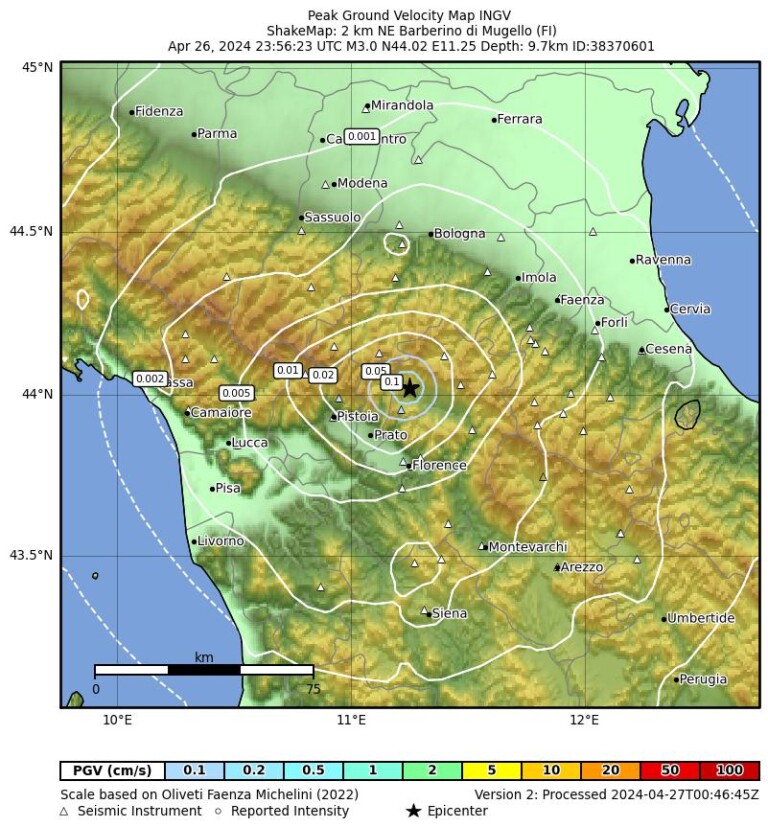 terremoto oggi barberino di mugello firenze 27 aprile