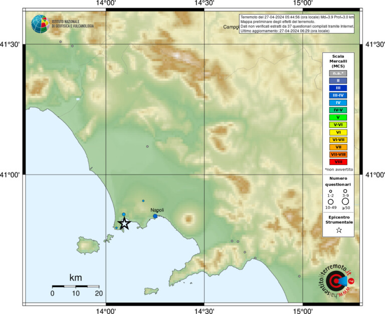 terremoto oggi napoli pozzuoli campi flegrei 27 aprile