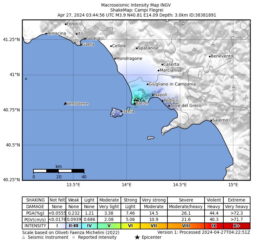 terremoto oggi napoli pozzuoli campi flegrei 27 aprile