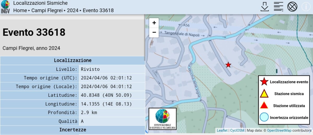 terremoto oggi pozzuoli